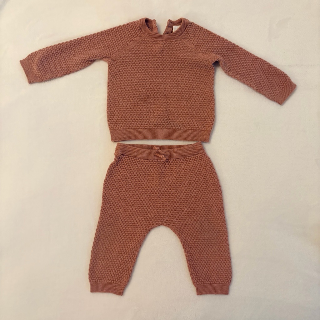 H&M Kids Knit Two-Piece Set In Rust Brown